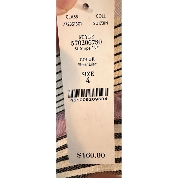 White House Black Market Dress Linen Cotton Striped With Pockets Size 4 NWT - Picture 8 of 11